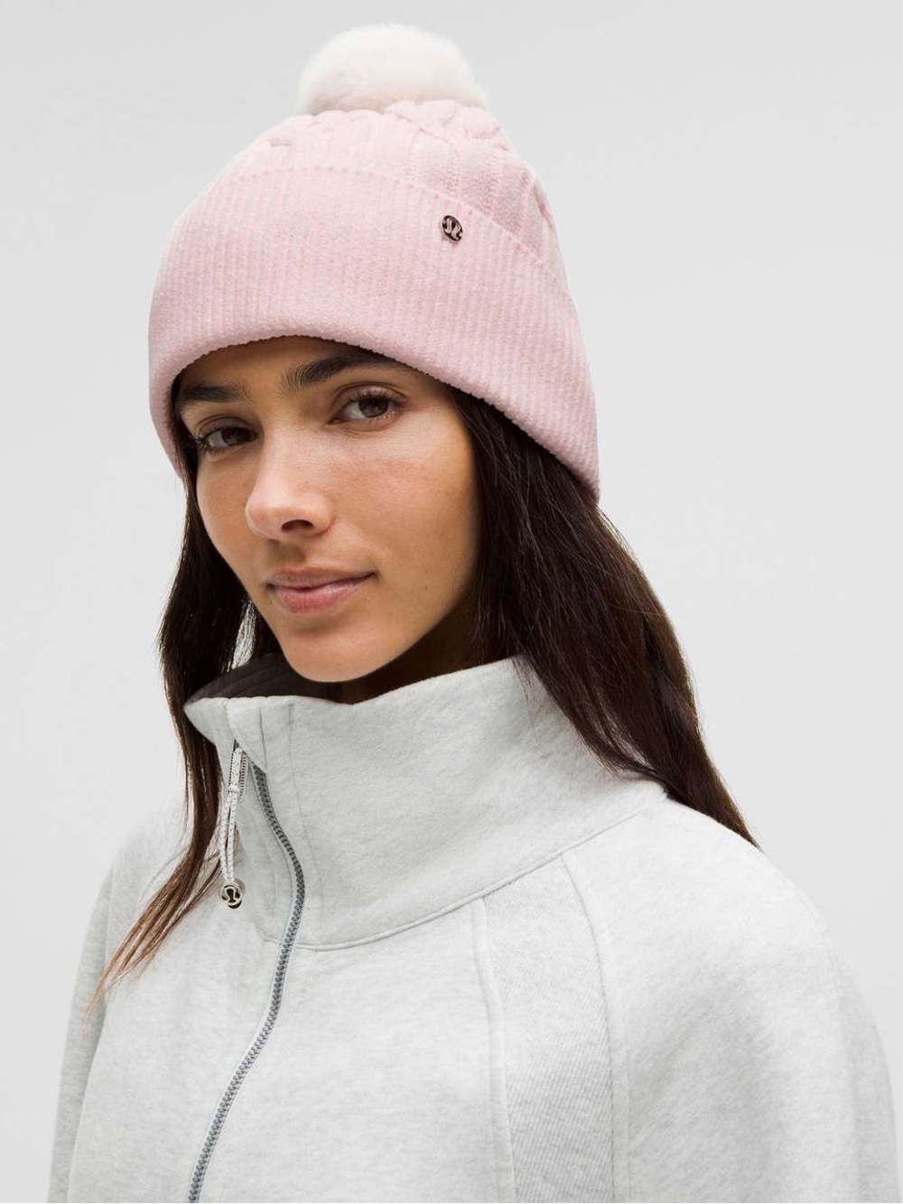 Lululemon Cable Knit Pom Pom Beanie Strawberry Milkshake